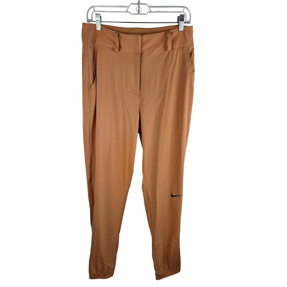 Nike Dri-FIT Tour Women Golf Jogger Pants M Tall Amber Brown Ankle Zip NWT
